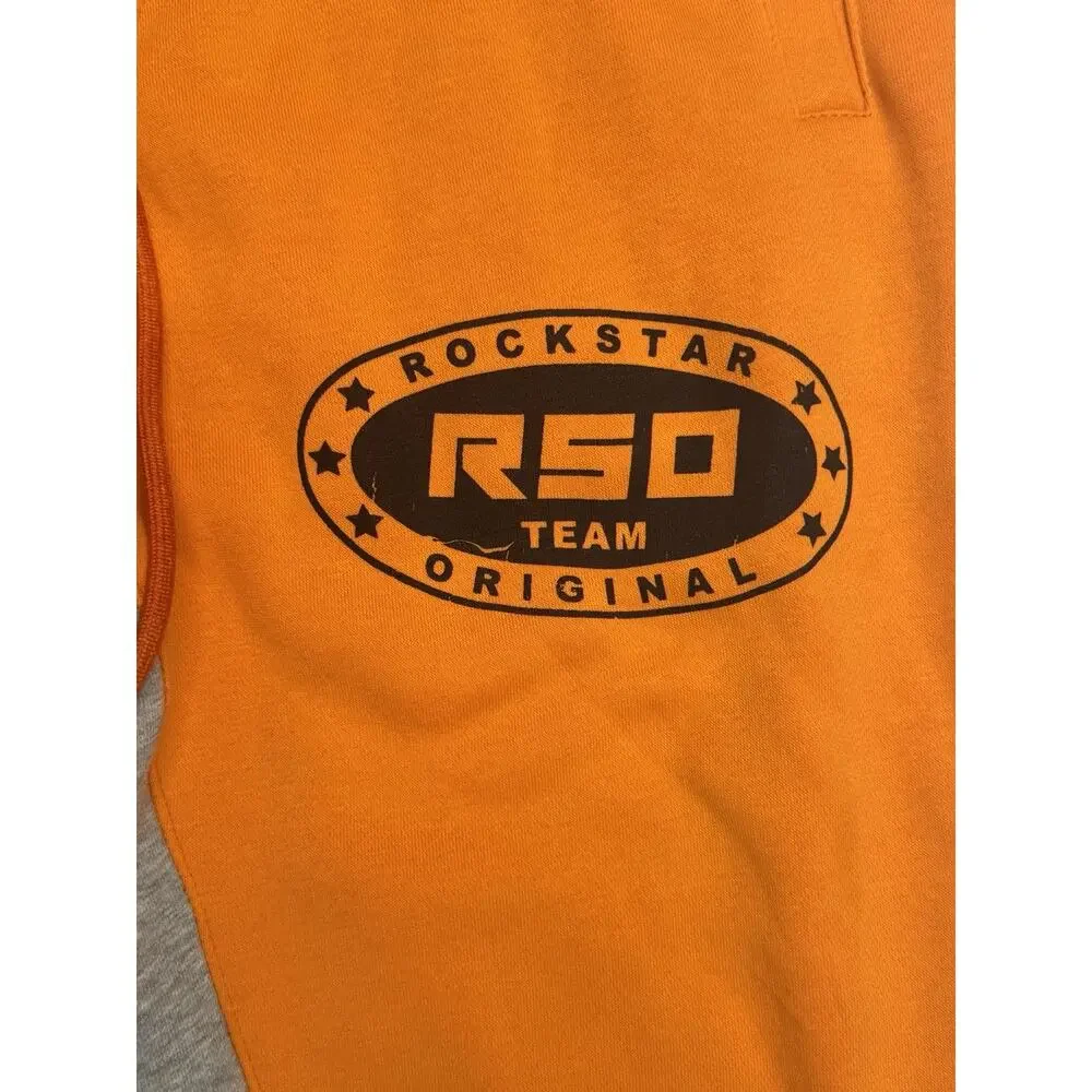 Rockstar Original Mens L Orange Flame Graphic Flare Sweatpants Streetwear
